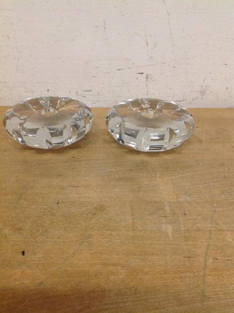 4.5" Orrefors Petal Cut Taper Holders Set of 2