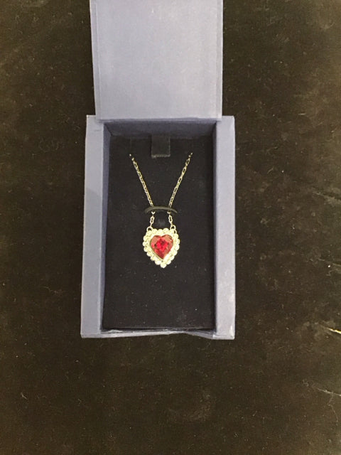 Red Crystal Swarovski Pendant Silver Necklace