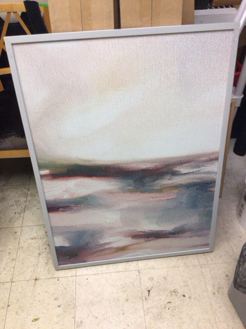 31" X 41" Grey Framed Abstract Oil Painting