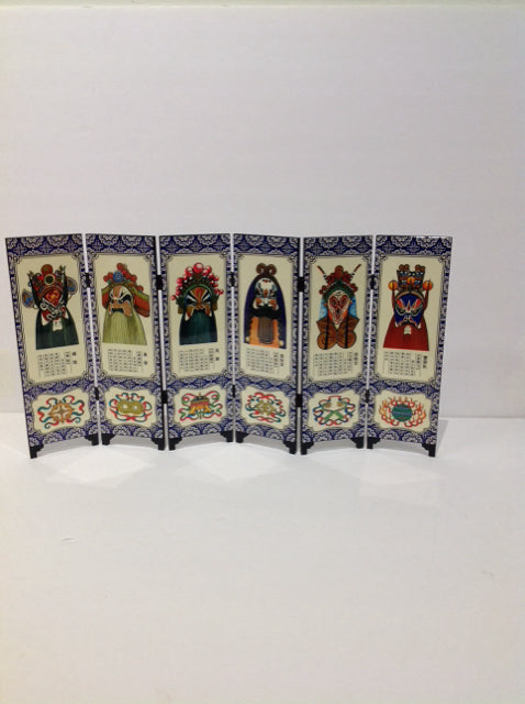 6-Panel Lacquered Chinese Calendar Screen