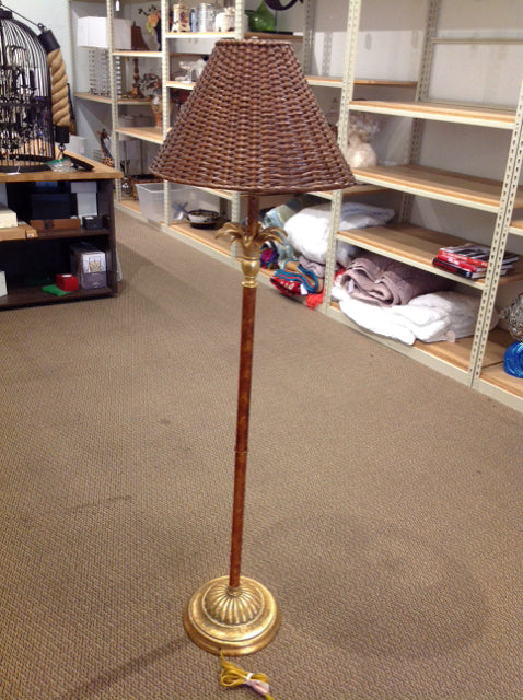 5' Rust Metal w/Palm Leave & Shade Floor Lamp