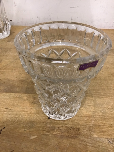 8" Marquis By Watpterford Flower Pot Vase Diamond Cut