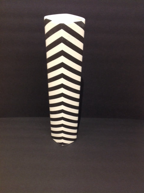 18.5" White/Black Striped Ceramic Vase
