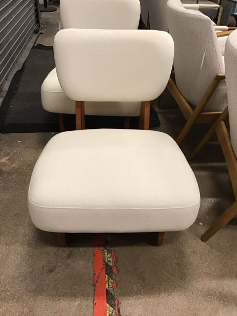 Cream Upholstered Low Wood Chair