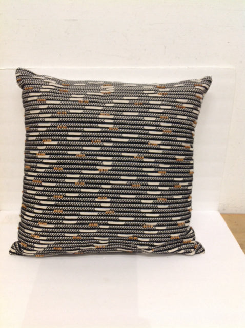 Tan w/Black Stripes & Wood Bead Pillow
