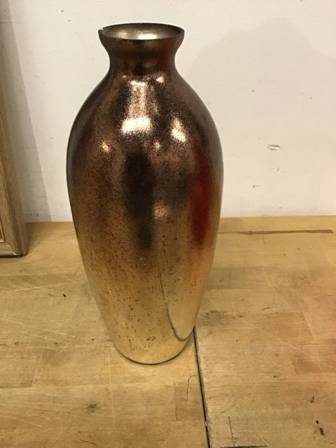 12.5" Glass Vase W/Metal Overlay