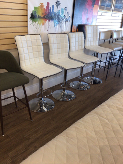 4- White Vinyl/Chrome Bar Stools