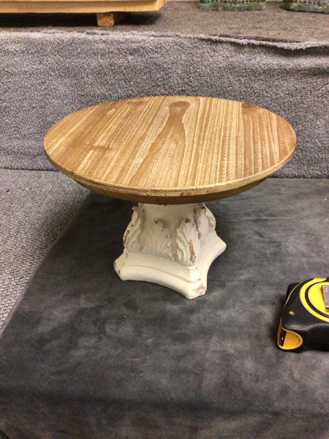 10 1/2" Round Small Distressed Wood Cake Stand