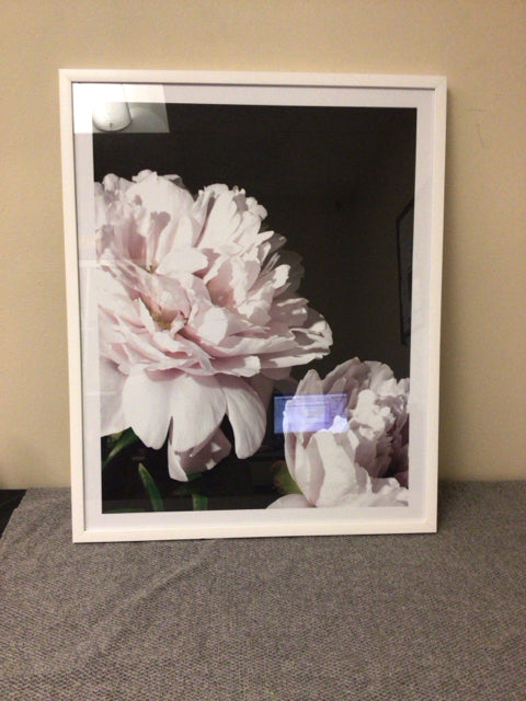 25 1/4" X 31" White Framed Floral Print