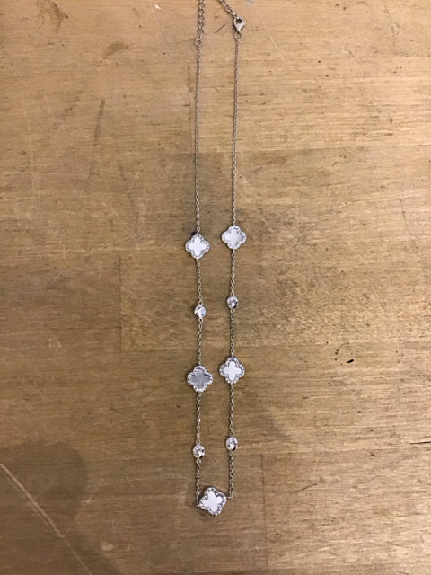 Van Cleef Like MOP Silvertone Necklace