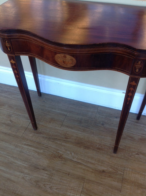 As Is Antique Wood Inlay Drop Leaf Table