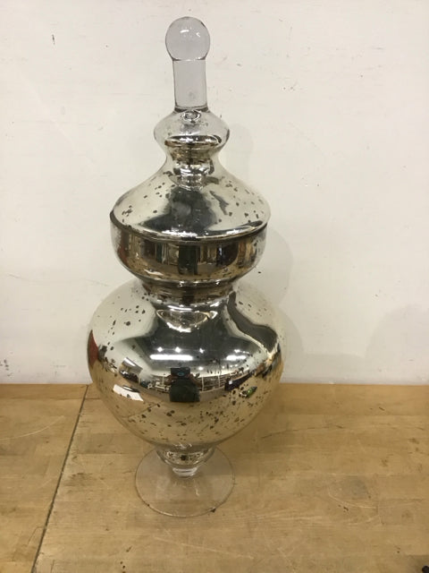 22" Silver Glass Apothecary Jar