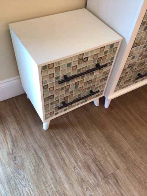 White/Faux Tile Nightstand