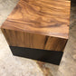 AS-IS 24" Square Wood & Metal End Table(Top Has Scratch)