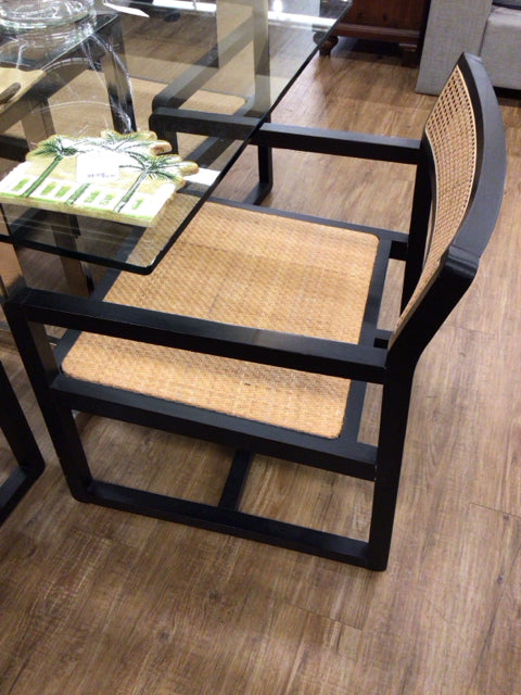 Black Wood/Light Cain Arm Chair