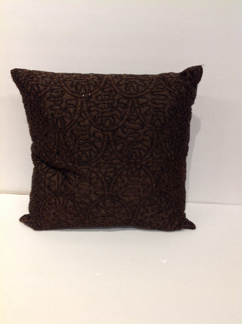 Brown Beaded Pillow