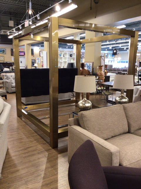 Brass Finish King Canopy Bed