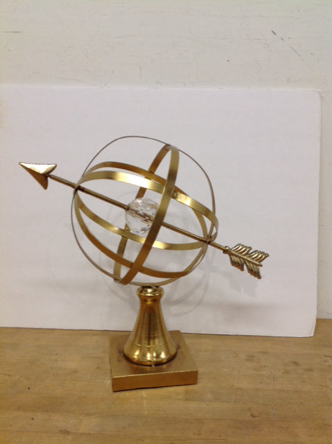 17" Brass Sculpture w/Arrow & Glass Ball