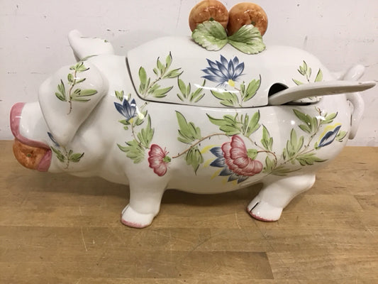 17.5" Ceramic Pig Soup Tureen