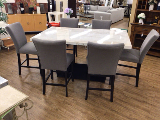 Hi-Top Stone Top Dining Table W/6 Chairs