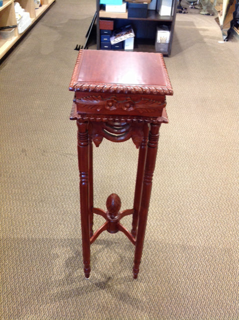 12" Sq 42"H Carved Wood Display Stand