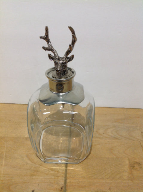 Glass/Pewter Decanter w/Stag Stopper