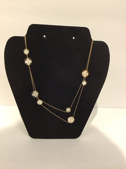 Van Cleef Style 36" Gold Inlaid MOP Necklace