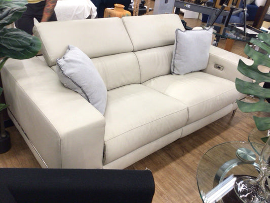 Modani Grey Leather Dual Power Reclining Love Seat