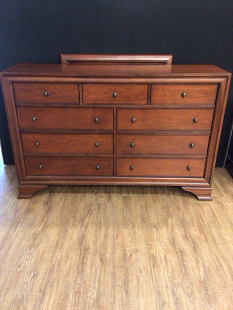 Wood 9 Drawer Dresser W/Mirror