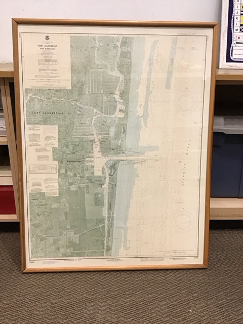 35x46 Framed Port Everglades Map AS-IS Frame Has Nicks