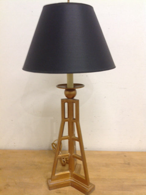 28" Gold Metal W Black Shade Lamp