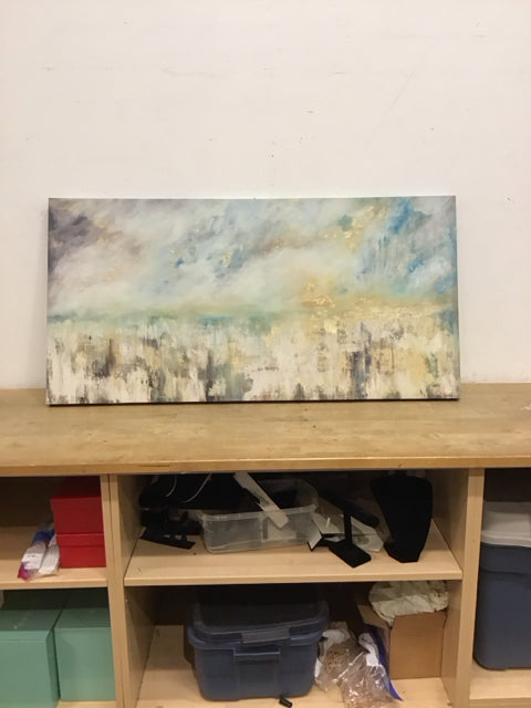 25"x50" Abstract Mixed Media Art on Canvas