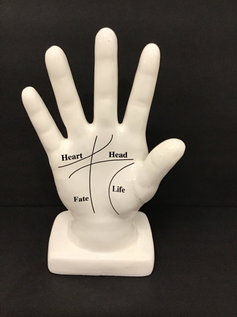 White Ceramic Palm Reading Lines Sculpture