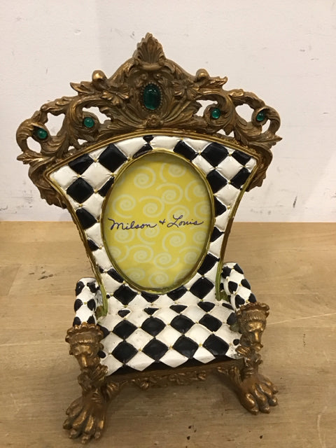 4"x6" Ornate Chair Shaped Black & White Photo Frame