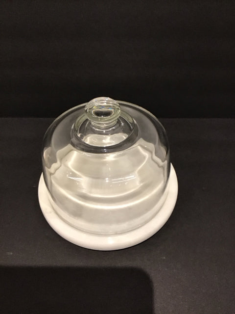 7" Glass Cloche on Marble Pedestal