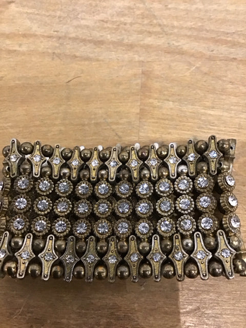 Goldtone Cuff Stretch Rhinestone Bracelet