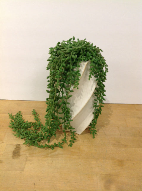 10" Artificial Plant w/White Enamel Ceramic Vase