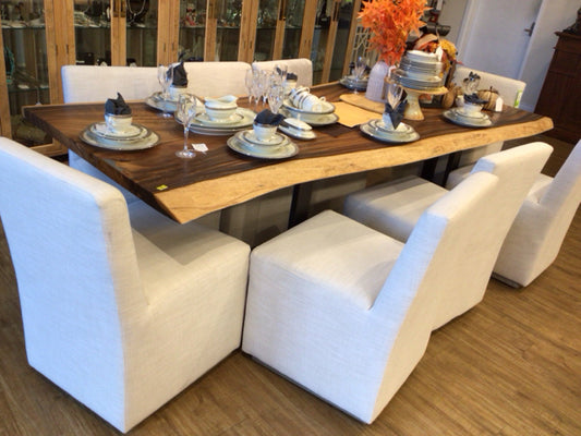 Live Edge Metal Base Dining Table