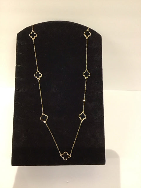 Van Cleef Style Gold/Onyx Necklace