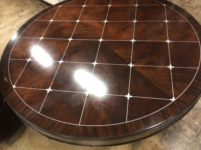 AS-IS Round Wood Inlay Top Coffee Table(Light Scuffs/Scratches/Round Mark)