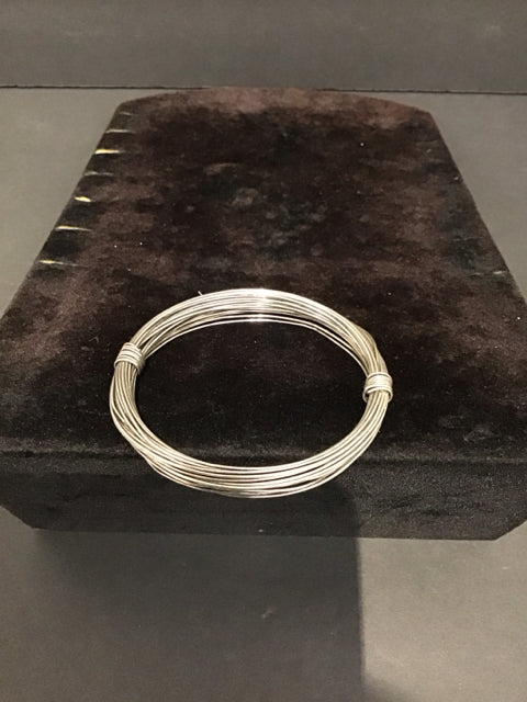 Silver Wired Wrapped Bangle Bracelet