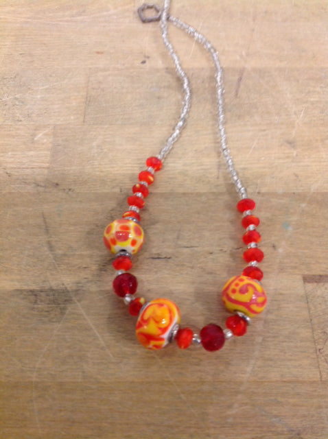 Necklace- Beaded Orange