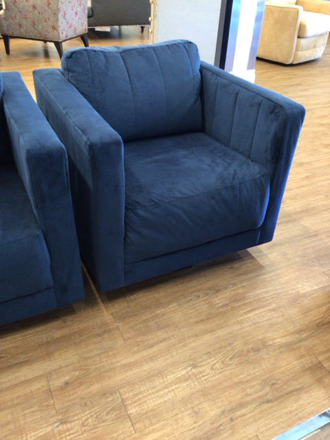 Ashley Furniture Blue Fabric Swivel Arm Chair