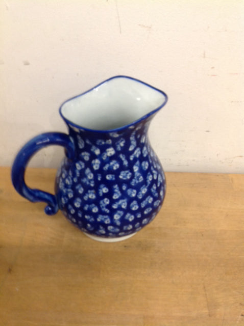 7" Blue & White Ceramic Pitcher