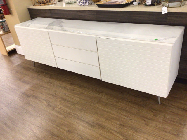 White Marble Top Two Door/Three Drawer Buffet