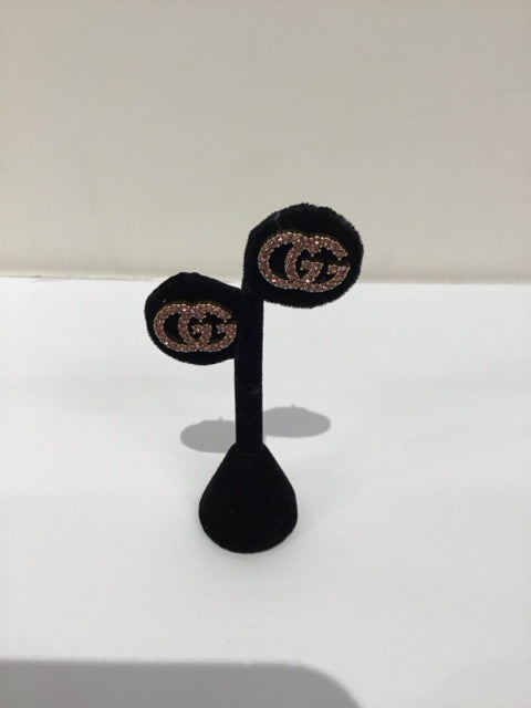 Gucci Style Pink Rhinestone Gold Earrings