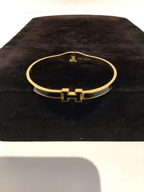 Hermes Style Black Cuff Bracelet