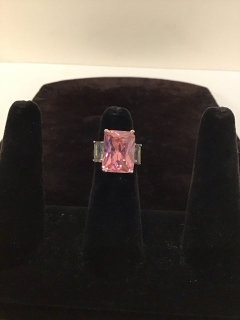 Silver Ring w/Pink Faceted Stone