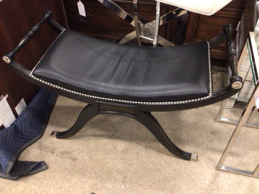 Black Leather/Nailhead Trim Bench