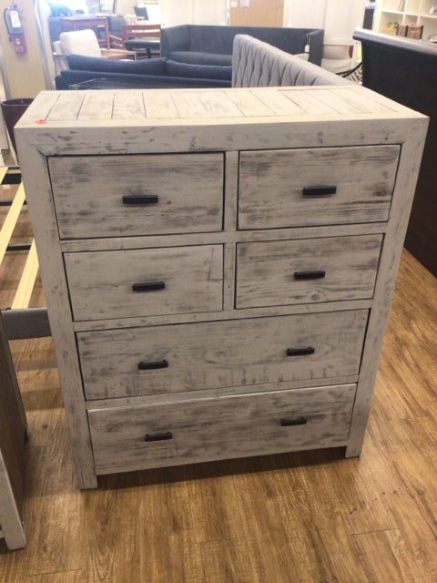 City Furniture Six Drawer Whitewashed Tall Dresser